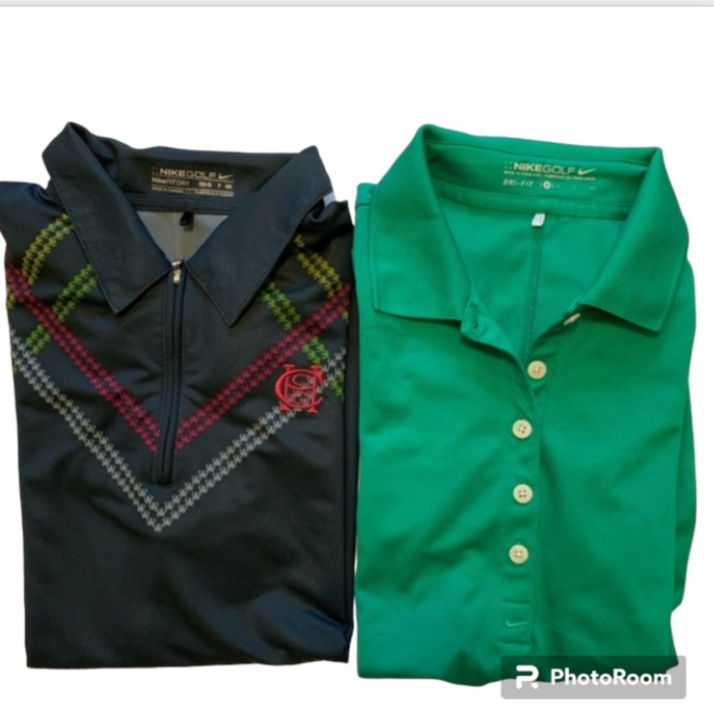 NIKE GOLF FIT DRY 2 POLO TOPS BUNDLE GRAY GREEN
